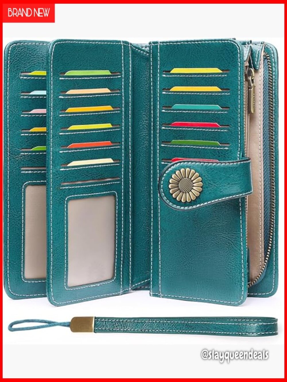 Leather RFID Blocking Wristlet Wallet with Large Capacity